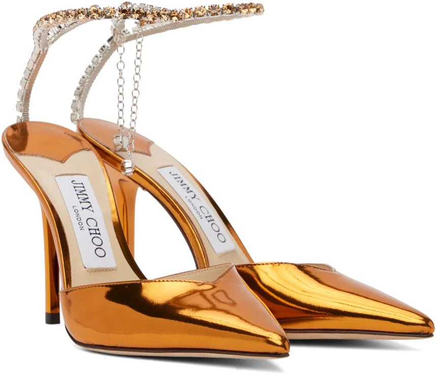Jimmy Choo Orange Saeda 100 Heels 4