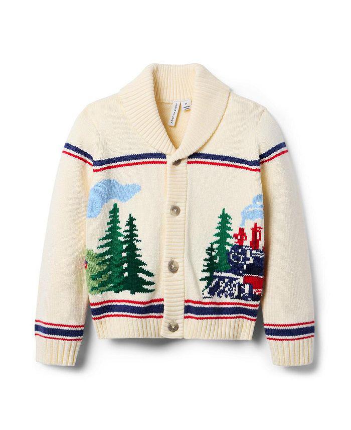 Janie and Jack Boys' Cozy Train Cardigan - Little Kid, Big Kid