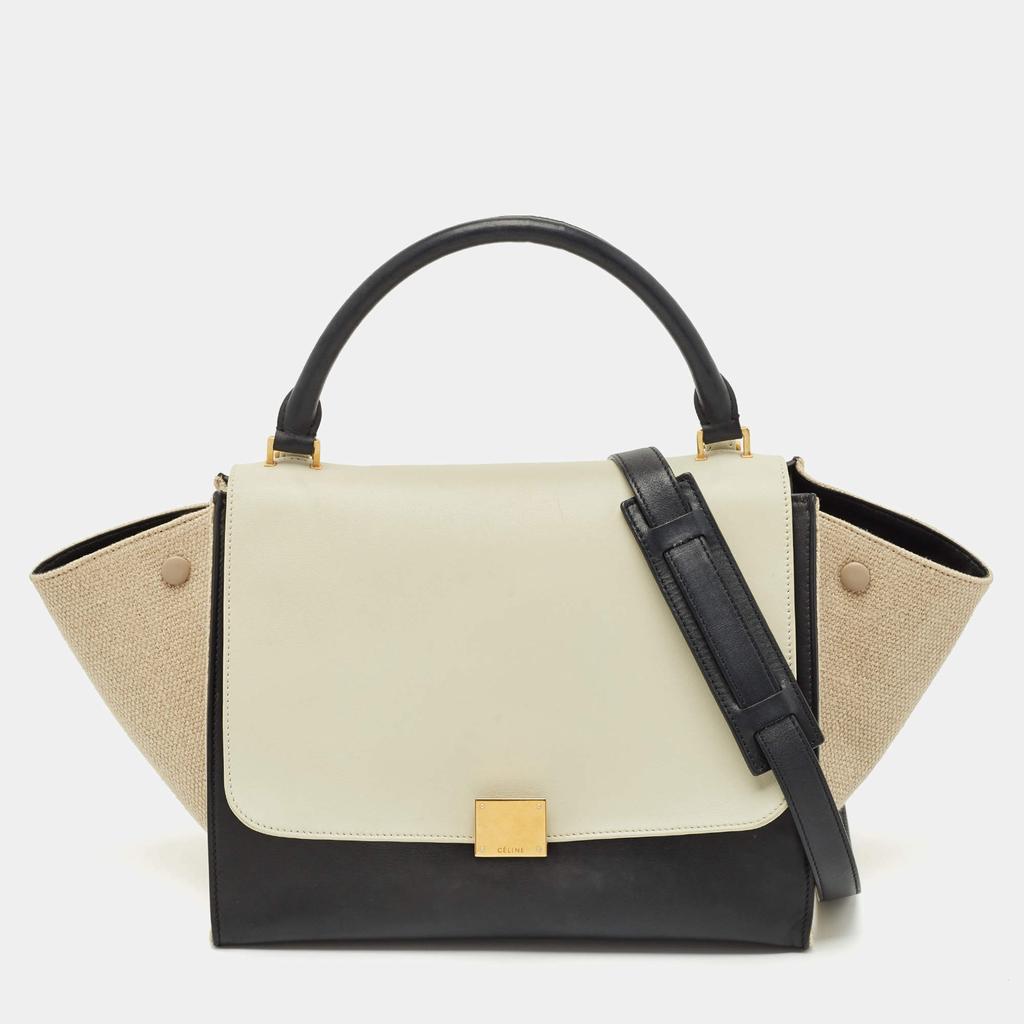 Celine Celine Tri Color Leather and Canvas Medium Trapeze Bag