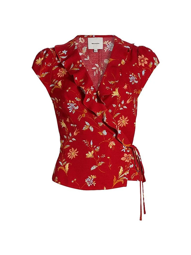 Reformation Clemence Floral Crepe Wrap Top 1