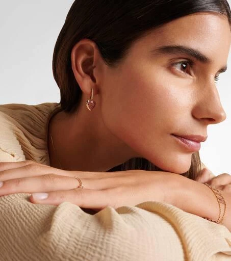 Roxanne First 14kt gold hoop earrings with diamonds and sapphires 3