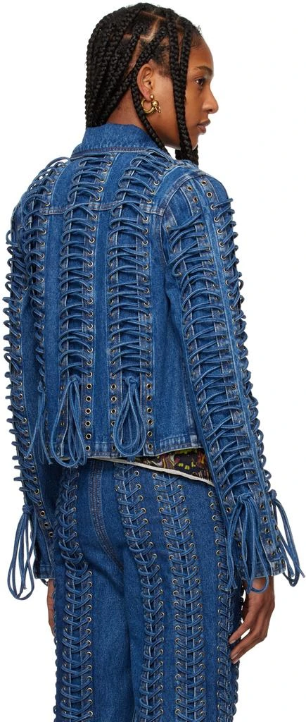 Jean Paul Gaultier Blue 'The Lace-Up' Denim Jacket 3