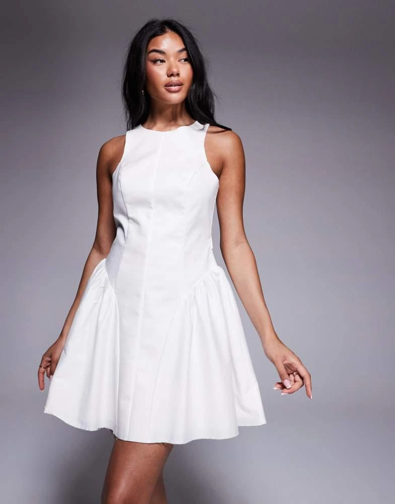 open lace back dress Rent ASOS DESIGN Micro Pleated Batwing Trapeze Mini Dress In Pink Floral main image 0