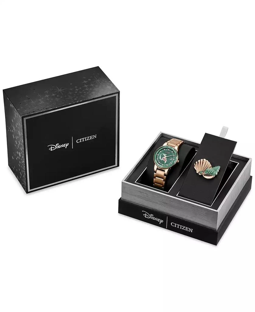 Citizen Eco-Drive Women's Disney Princess Ariel Rose Gold-Tone Stainless Steel Bracelet Watch 30mm Gift Set 6