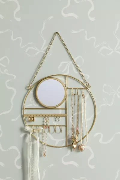 Urban Outfitters Round Mirror Hanging Jewelry Organizer 1