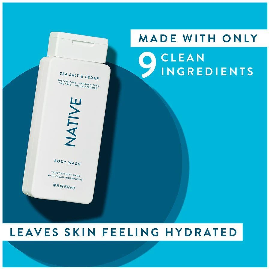 Native Body Wash, Sulfate Free, for Women and Men Sea Salt & Cedar 4