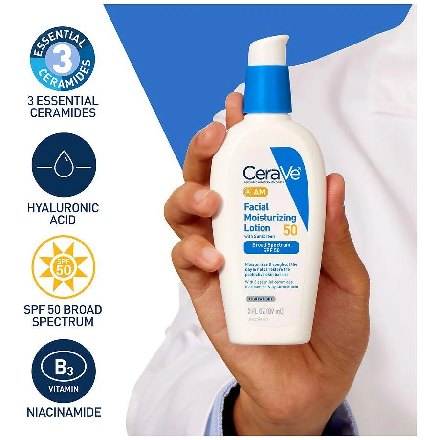 CeraVe AM Facial Moisturizing Lotion SPF 50, No White Cast Fragrance Free 4