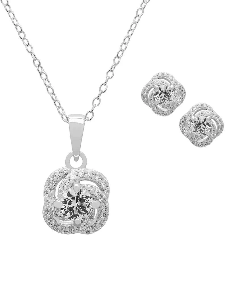 Macy
s Lab Grown White Sapphire (2-3/4 ct. t.w.) Love Knot Pendant Necklace 
Earrings in Sterling Silver, 2-Piece Set