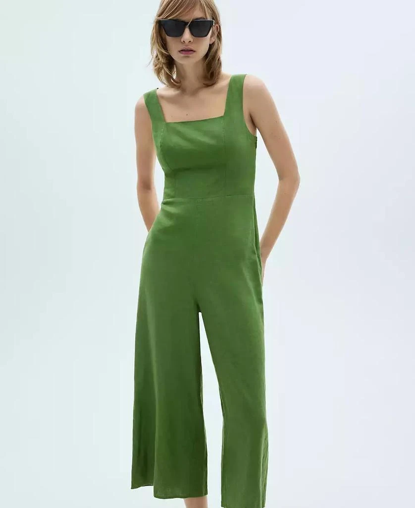 Mango Women's Straight Fit Linen Blend Jumpsuit 6