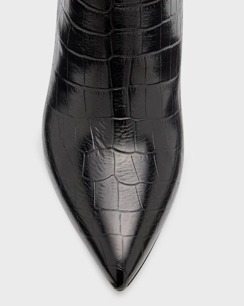 Paris Texas Anja Croco Block-Heel Knee Boots 5