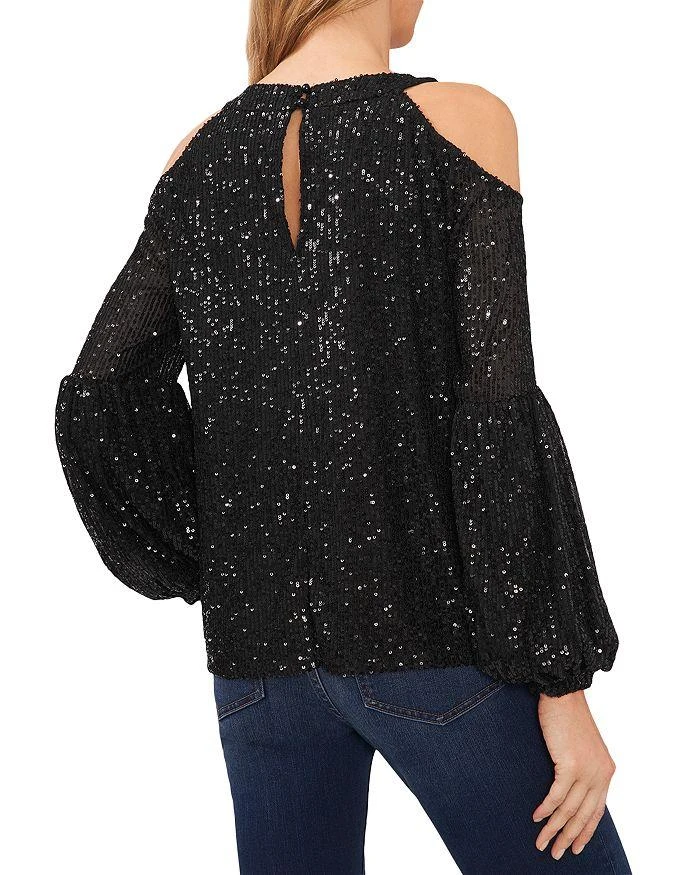 CeCe Cold Shoulder Sequined Blouse 2