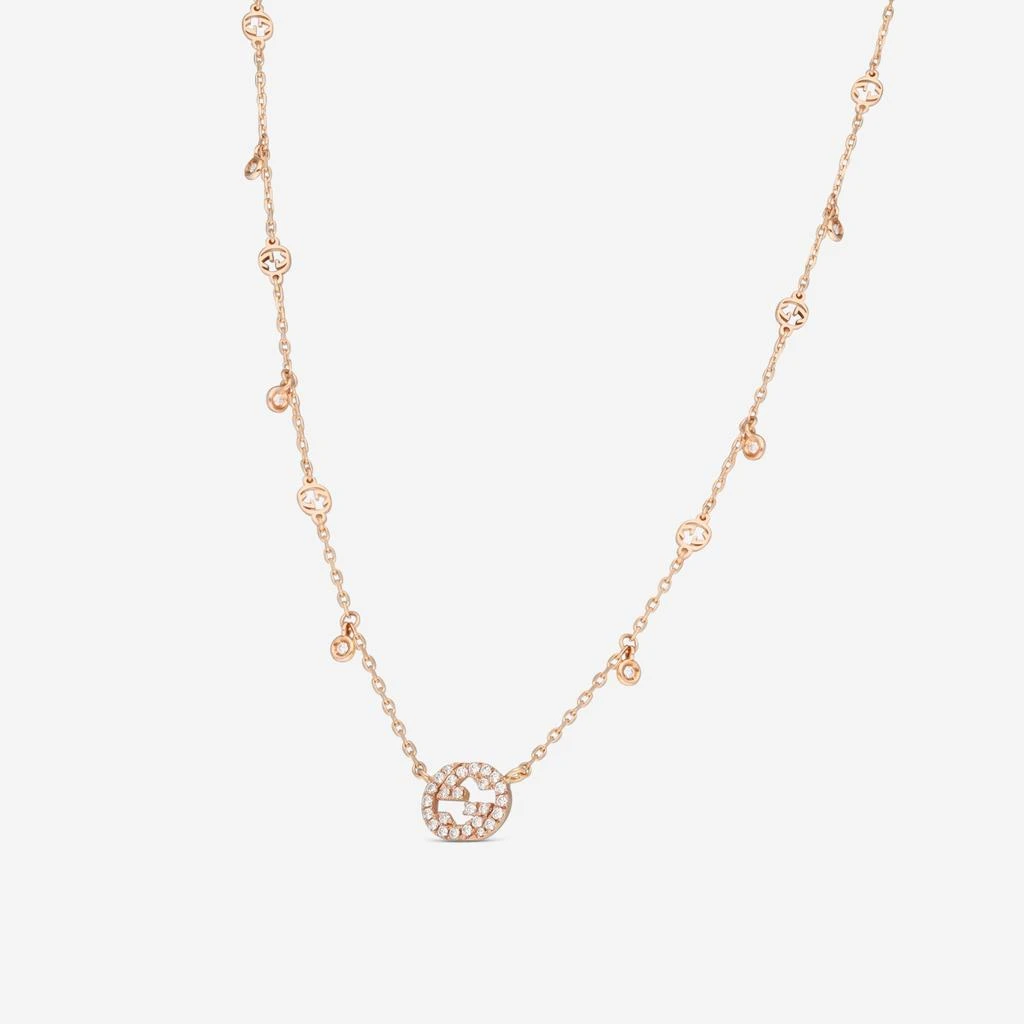 Gucci Gucci Interlocking G 18K Rose Gold Diamond Pendant Necklace YBB72940200100U-copy 2