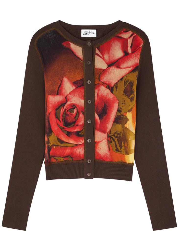 Roses printed tulle and knitted cardigan - S (UK8-10 / S)