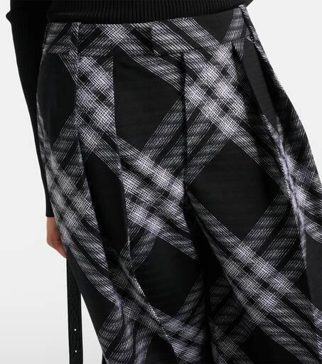 Burberry Checked wool wide-leg pants 4