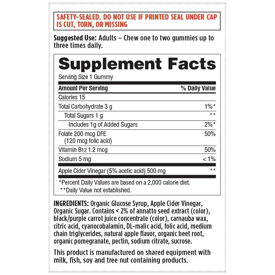 Walgreens Apple Cider Vinegar 500 mg Gummies Natural Apple 5