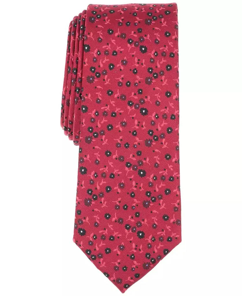 Bar III Men's White-Dot Floral Tie, Created for Macy's 1