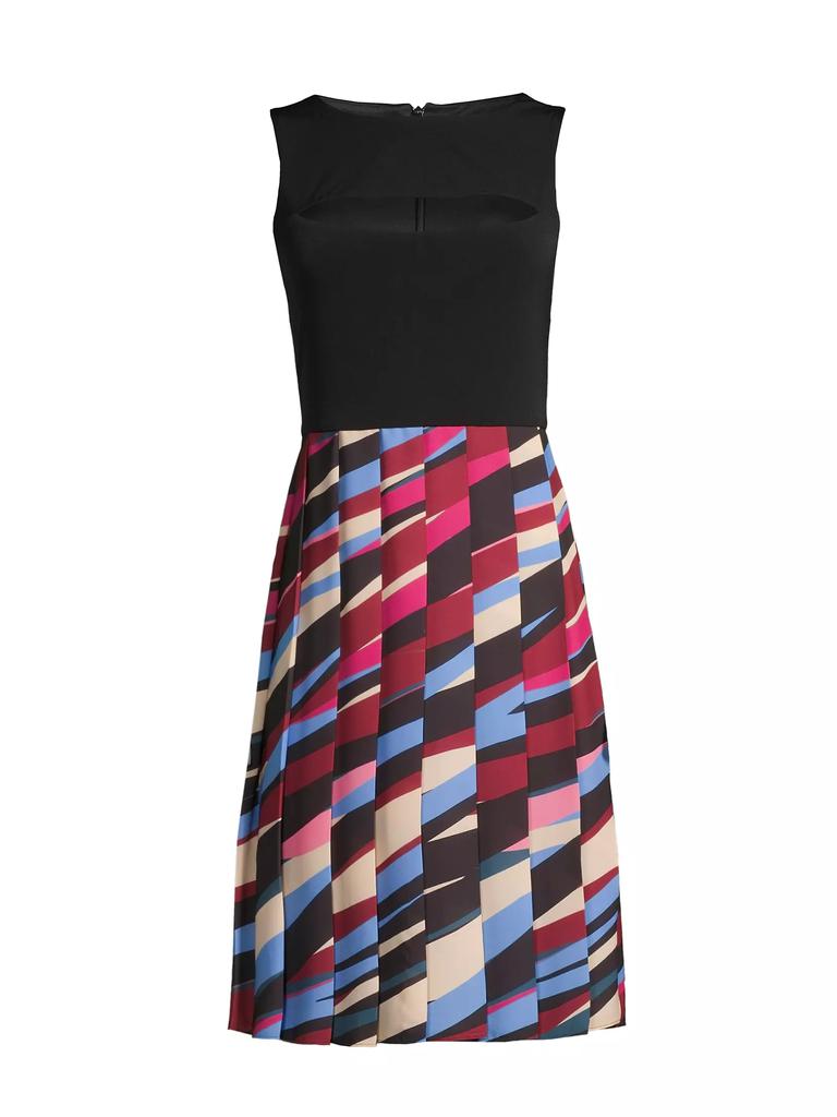 Laundry by Shelli Segal Pleated Geometric Cut-Out Dress