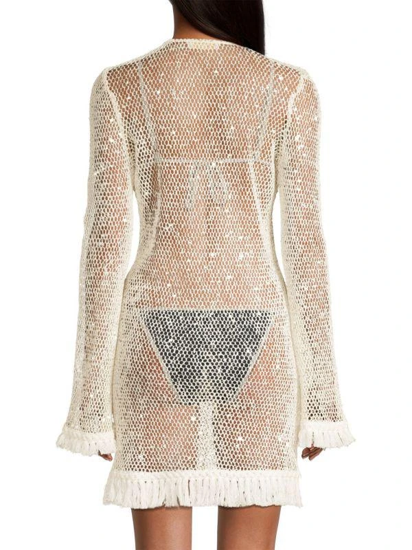 Ramy Brook Cassie Embellished Fringe Mini Cover Up Dress 2