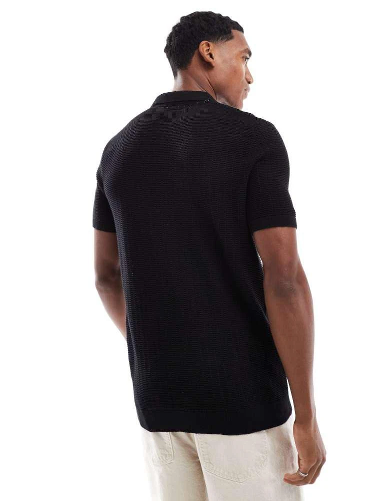 Brave Soul Brave Soul Knitted short sleeve shirt in black 3
