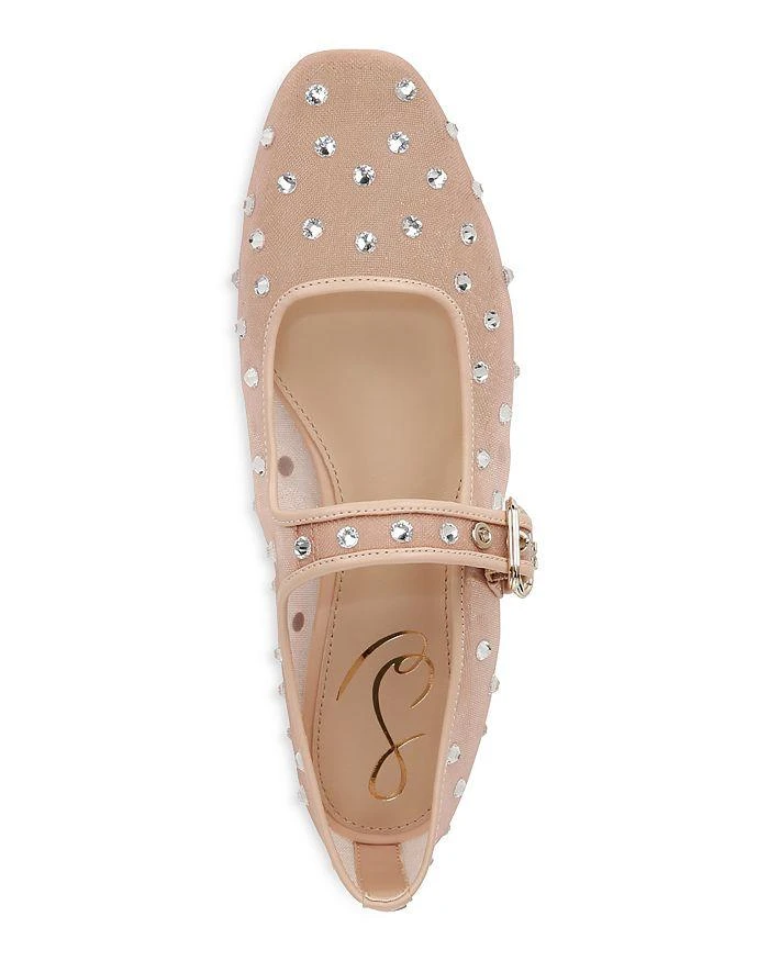 Sam Edelman Women's Michaela Square Toe Gem Embellished Mesh Mary Jane Shoes 6