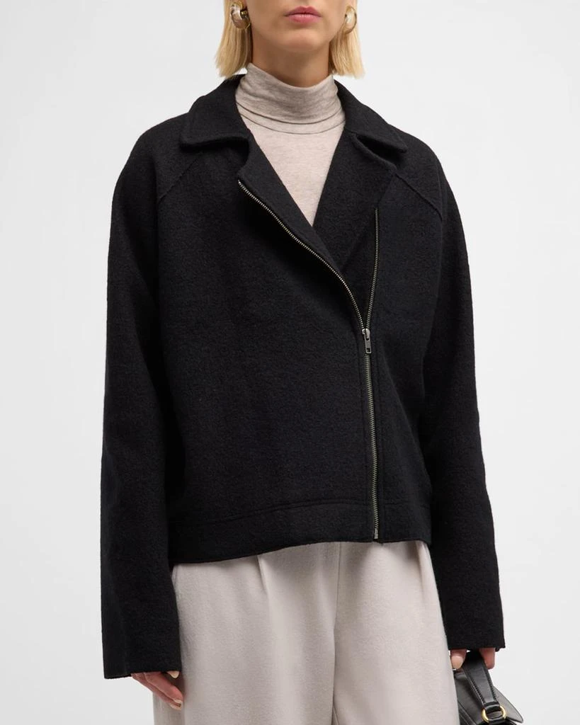 Eileen Fisher Zip-Front Boiled Wool Jacket 4