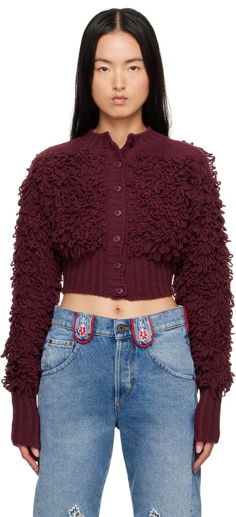 Molly Goddard Burgundy Monica Cardigan 1