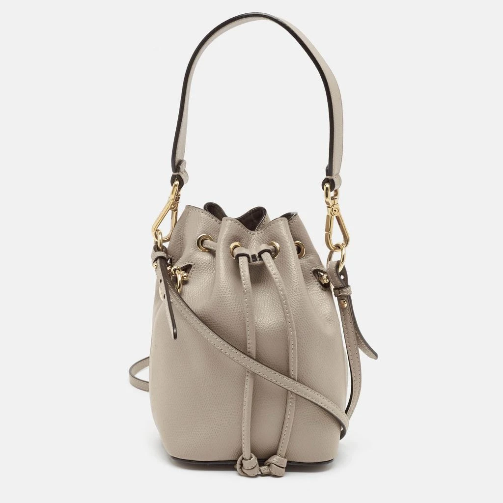 Fendi Fendi Grey Leather Mini Mon Tresor Drawstring Bucket Bag 1