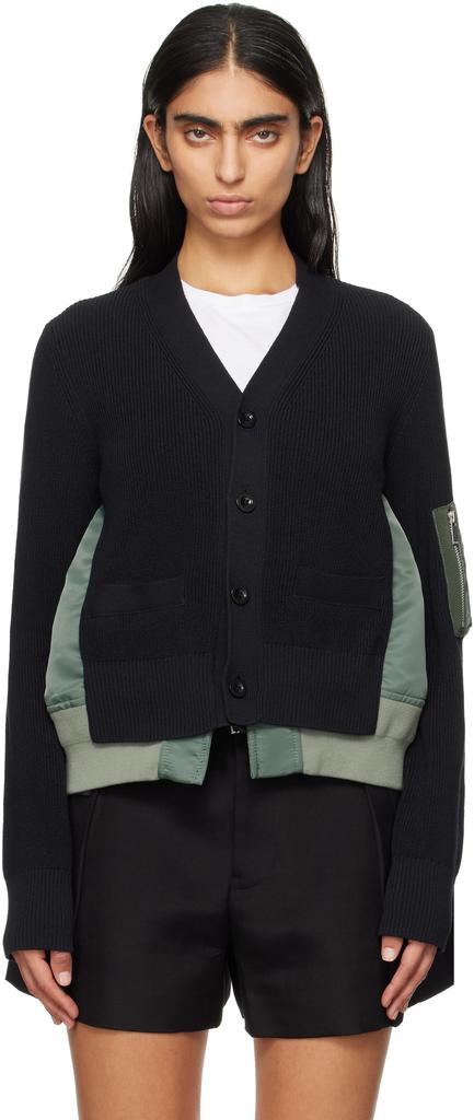 サカイ Nylon Twill x Cotton Knit Cardigan 【公式通販】