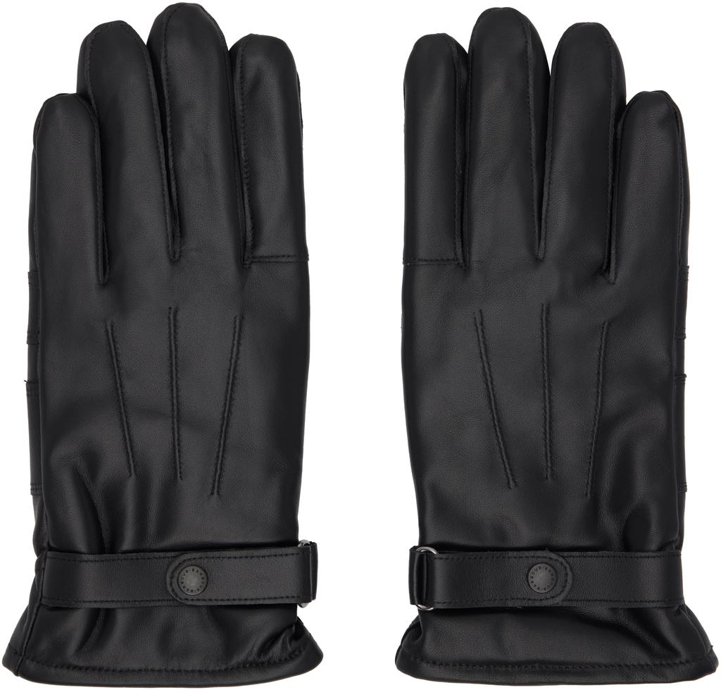 Barbour Black Burnished Leather Thinsulate Gloves
