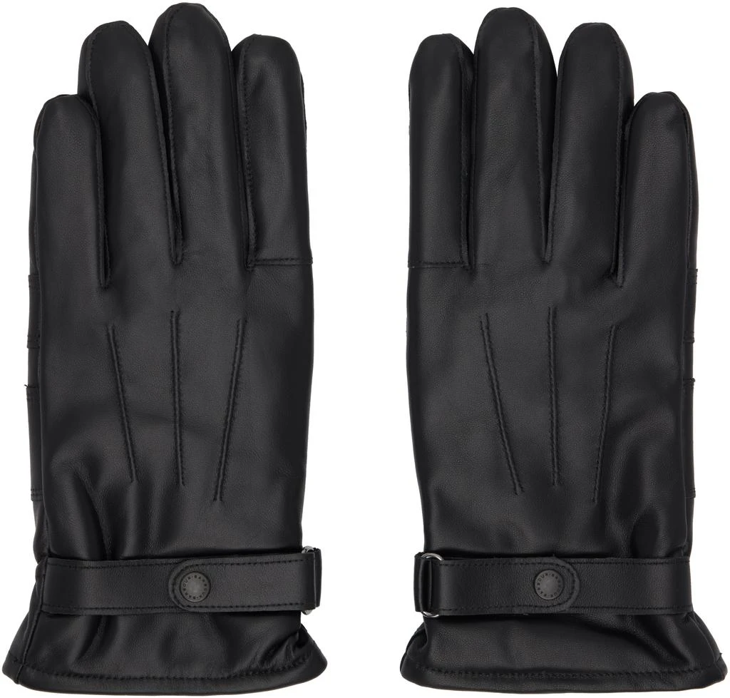 Barbour Black Burnished Leather Thinsulate Gloves 1