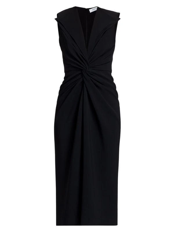 PRABAL GURUNG Lily Twist-Front V-Neck Midi-Dress 6