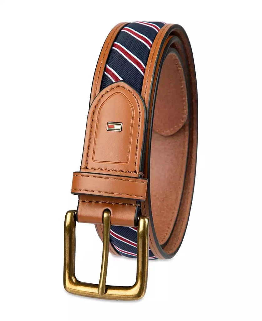 Tommy Hilfiger Men's Prep Striped Ribbon Inlay Casual Belt 2
