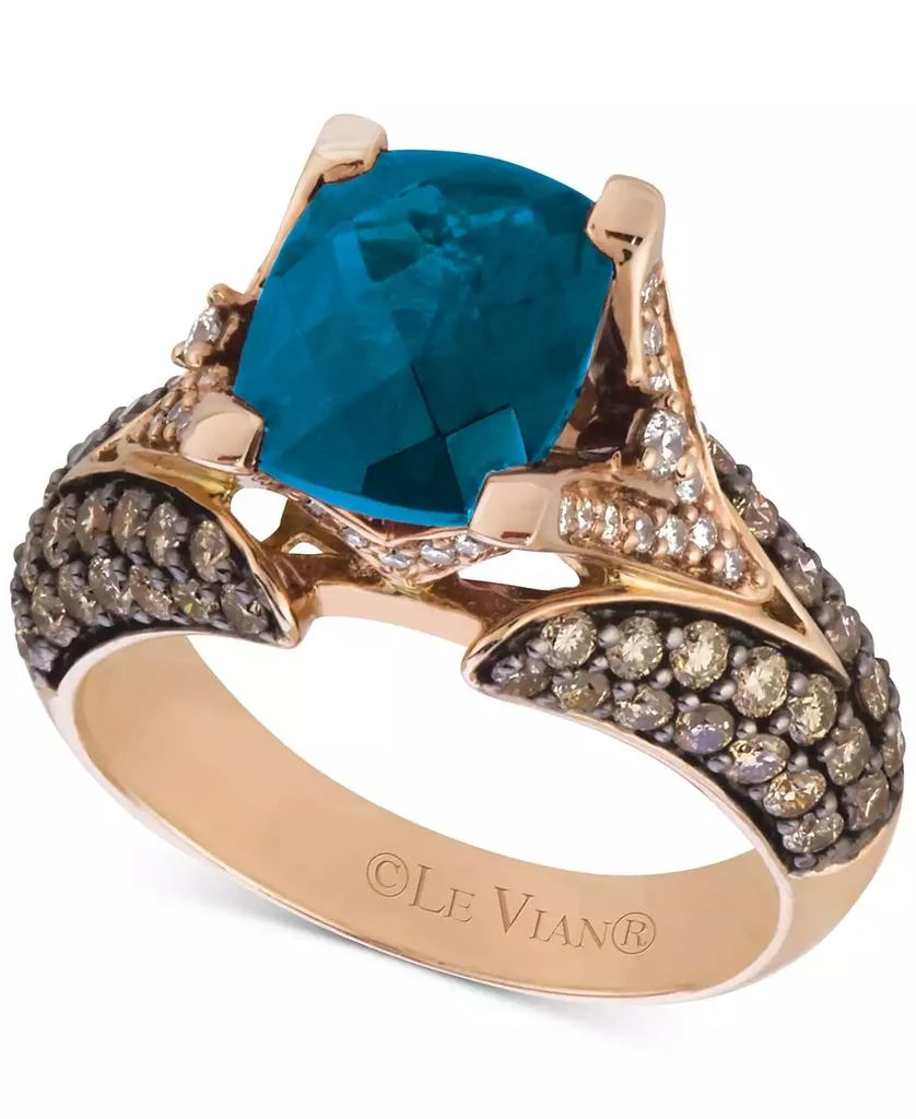 Le Vian Chocolatier® Deep Sea Blue Topaz™ (3-3/8 ct. t.w.) & Diamond (1-1/5 ct. t.w.) Ring in 14k Rose Gold 1