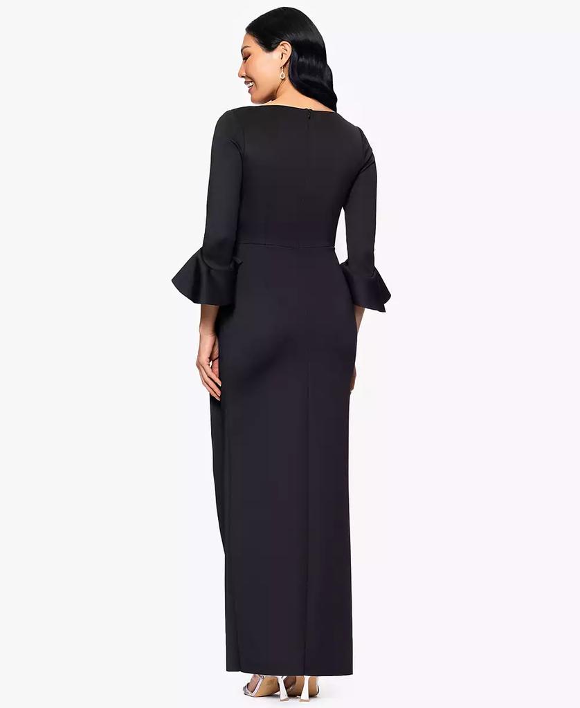 Betsy & Adam Petites V-Neck Scuba Long Sheath Dress