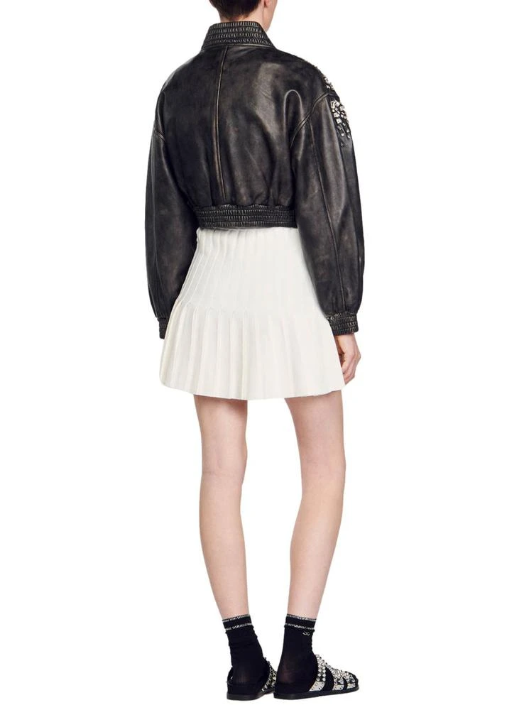 Sandro Crystal-studded leather jacket 3
