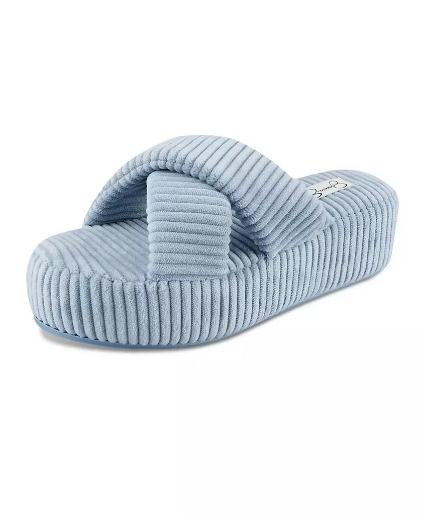 Jessica Simpson Women's Ribbed Terry Cross Band Slide Platform Slipper 1
