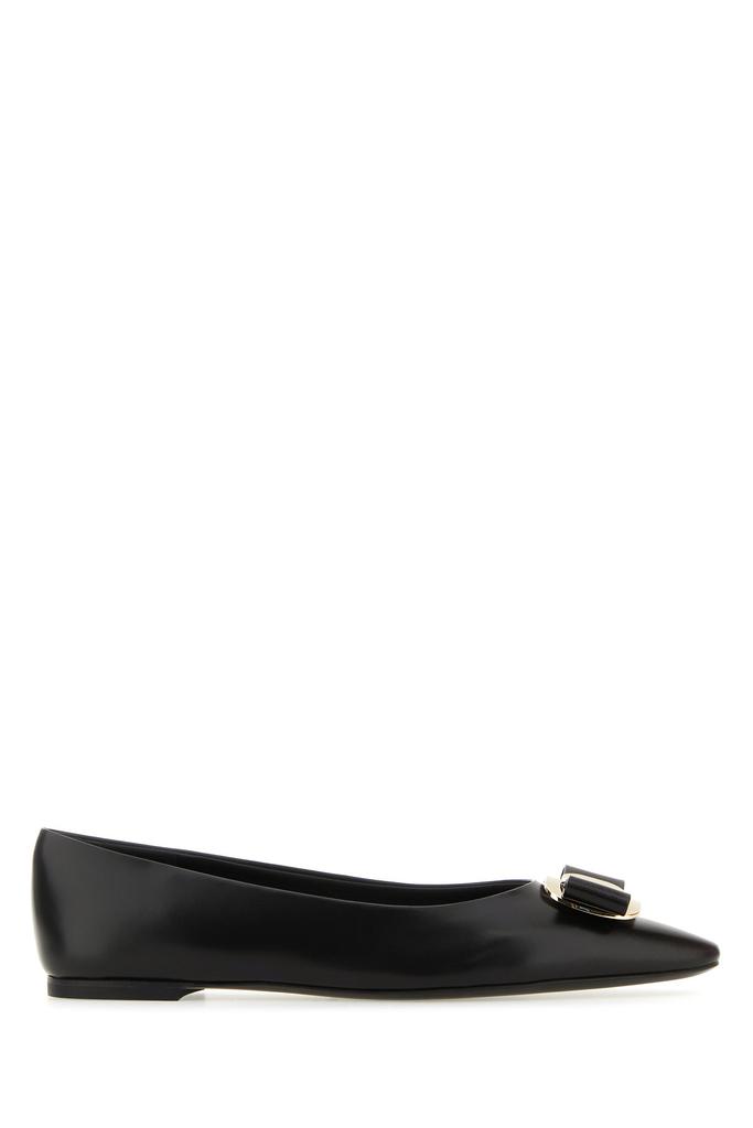 Salvatore Ferragamo Black leather Zea ballerinas