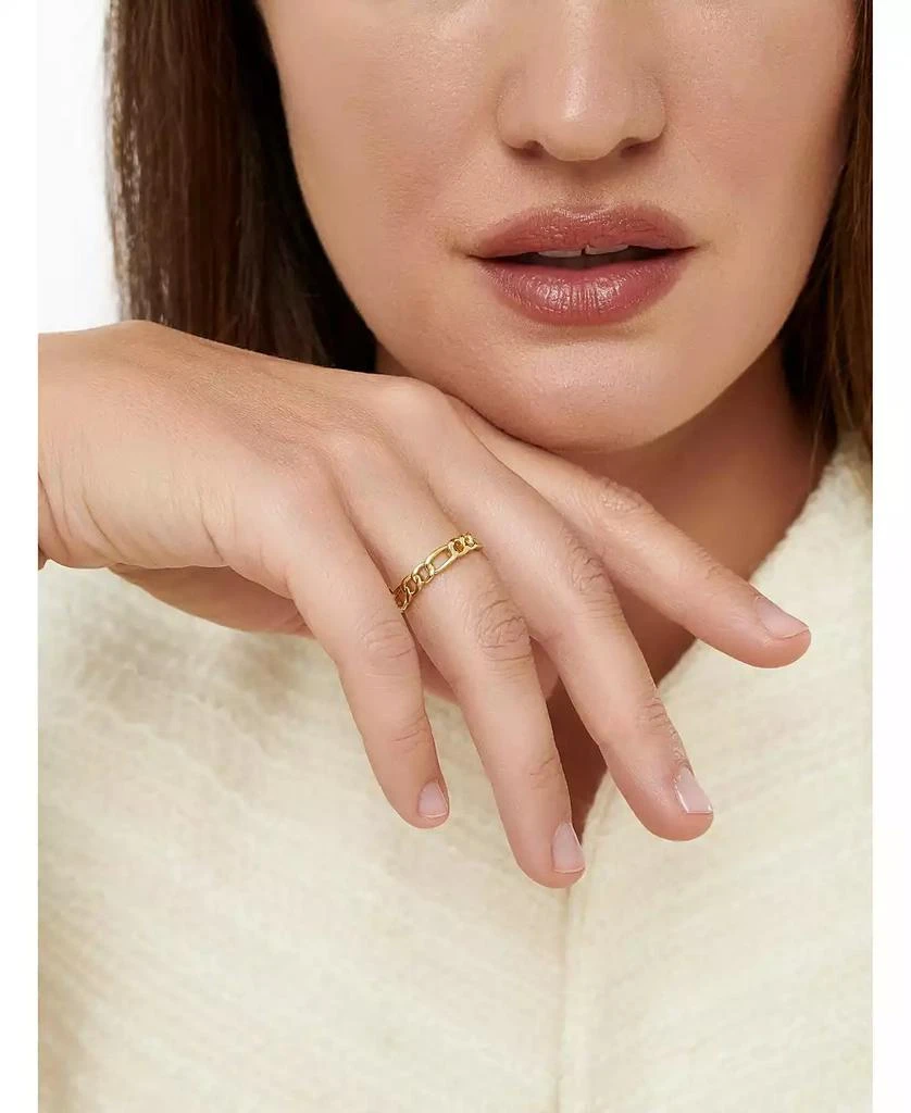 DEVATA Figaro Link Ring in Gold Plated Sterling Silver, Size 9 4