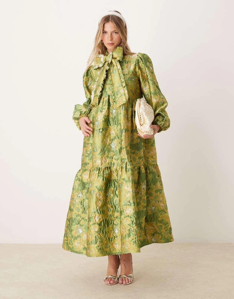 Sister Jane Sister Jane jacquard bow maxi dress in green - Dresses & Skirts  - Free Shipping - BeyondStyle
