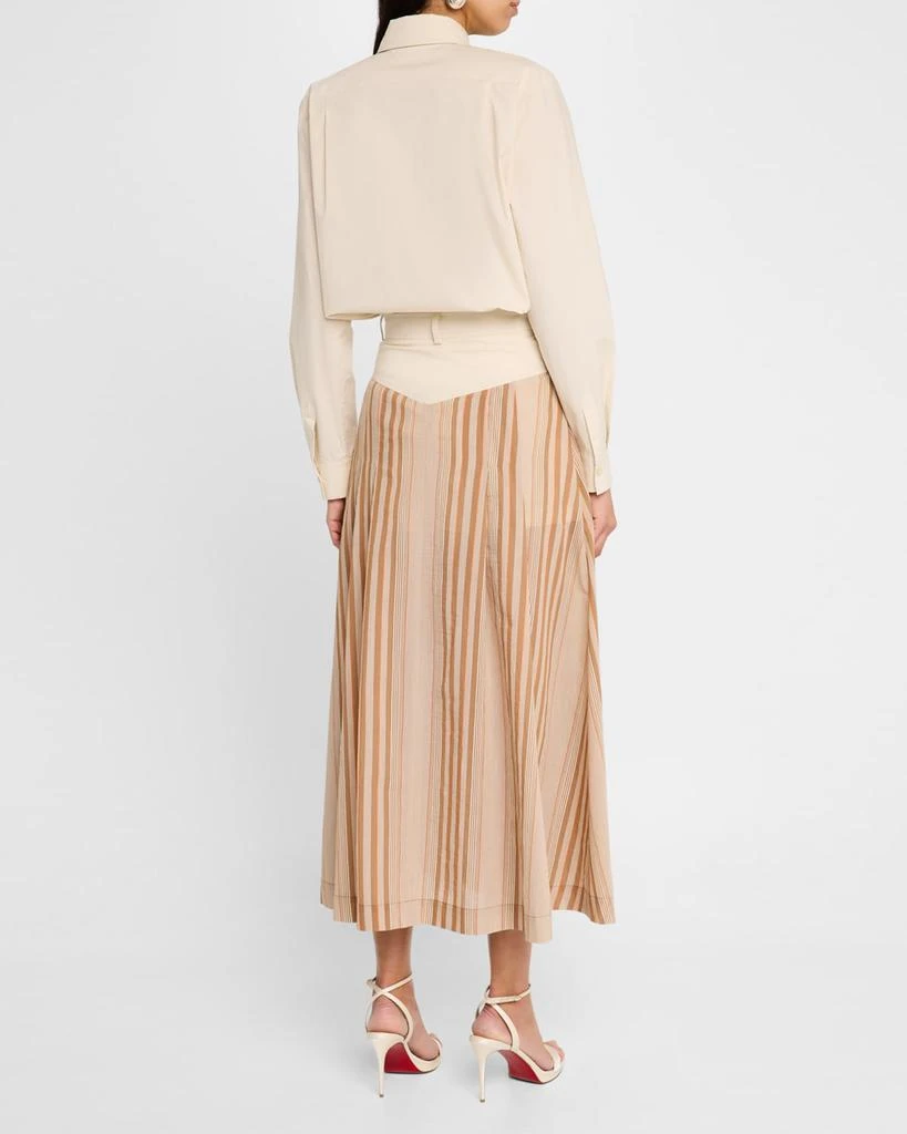 Alberta Ferretti Striped Pleated Maxi Skirt 3