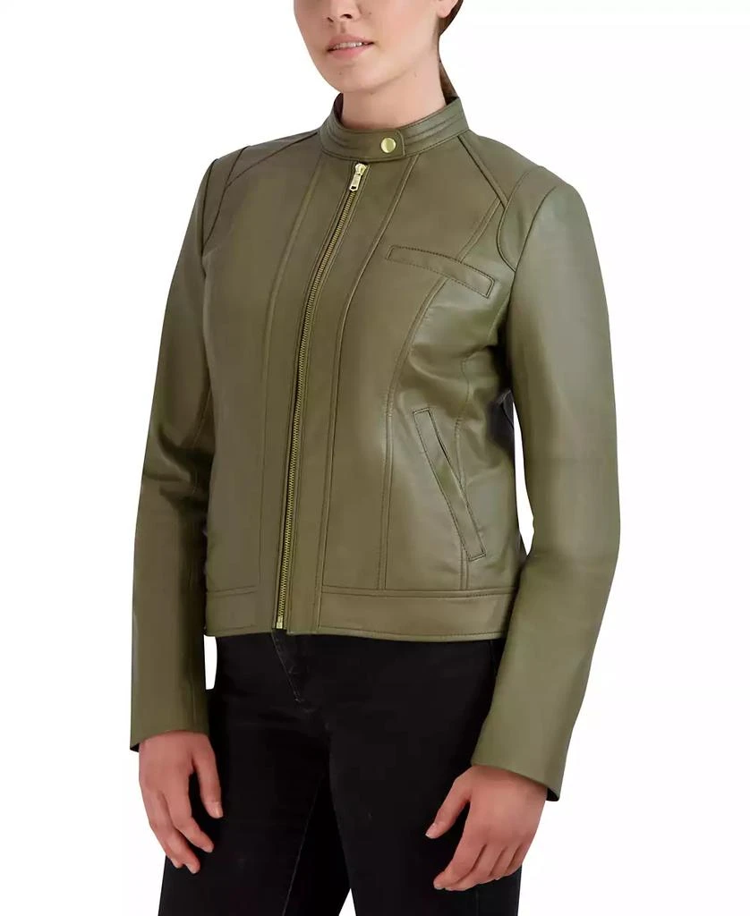 Cole Haan Women's Stand-Collar Leather Moto Coat, Created for Macy's 3