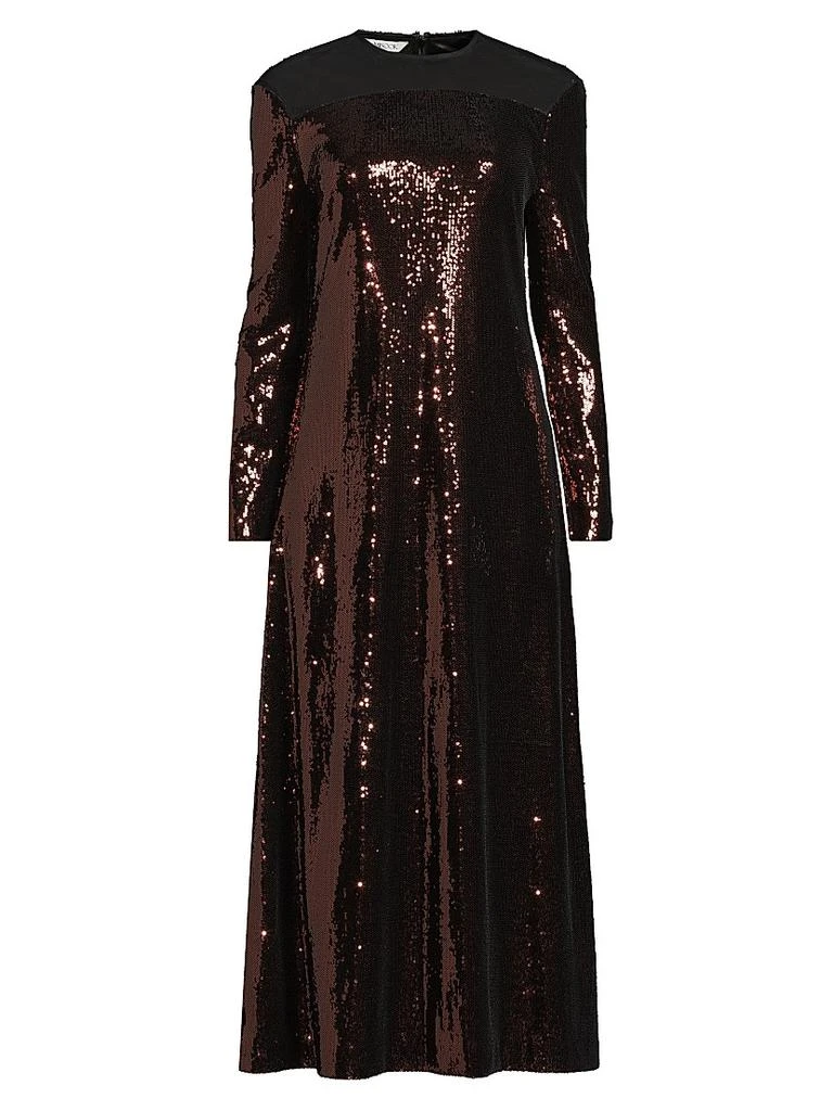 Misook Sequined A-Line Sheer Yoke Maxi Dress 1