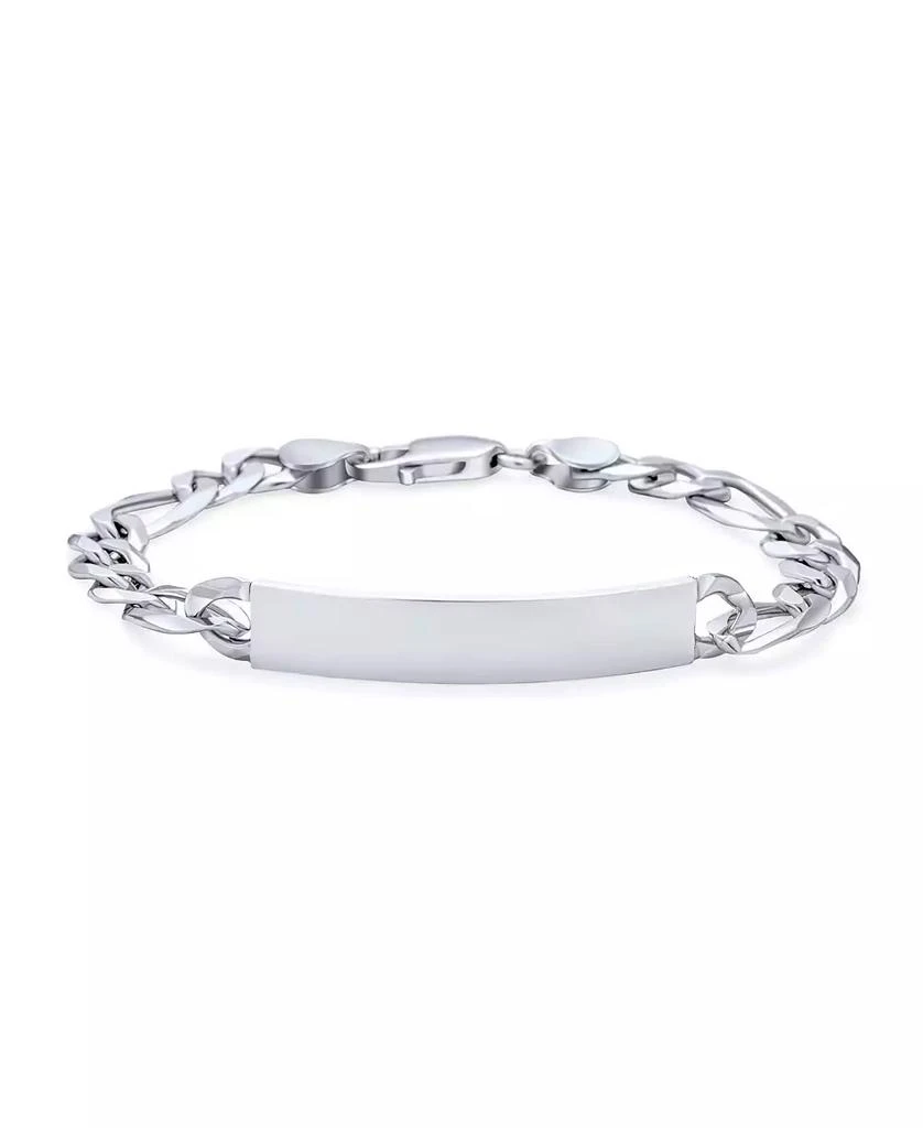Bling Jewelry Men
s Figaro Chain ID Bracelet in .925 Sterling Silver