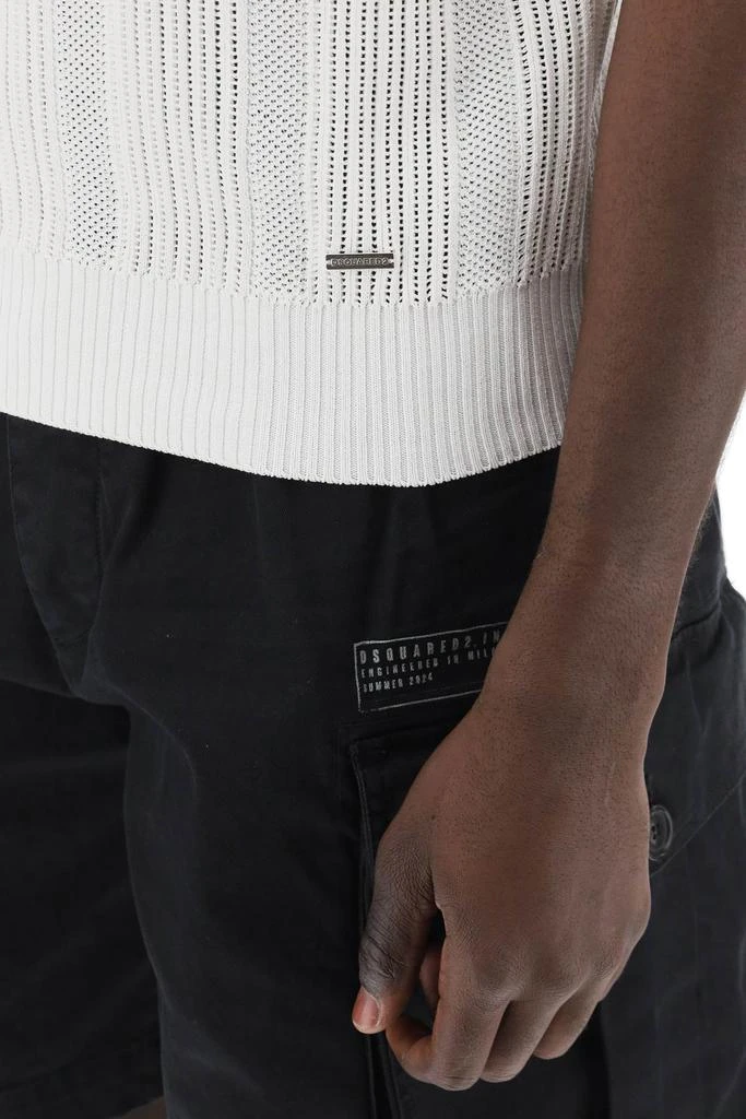 DSQUARED2 perforated knit polo shirt 4