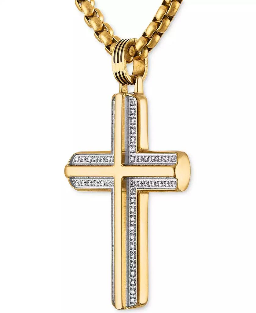 Esquire Men's Jewelry Diamond Cross 22" Pendant Necklace (1/3 ct. t.w.) in Gold-Tone Ion-Plated Stainless Steel 3