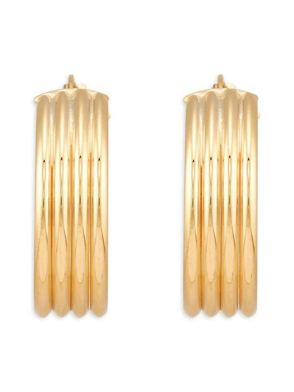 Saks Fifth Avenue 14K Yellow Gold Textured Huggie Earrings 3