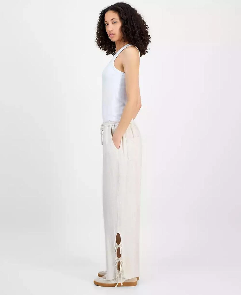 And Now This Petite Linen-Blend Hem-Cutout Side-Tie Wide Leg Pants, Exclusively at Macy's 2