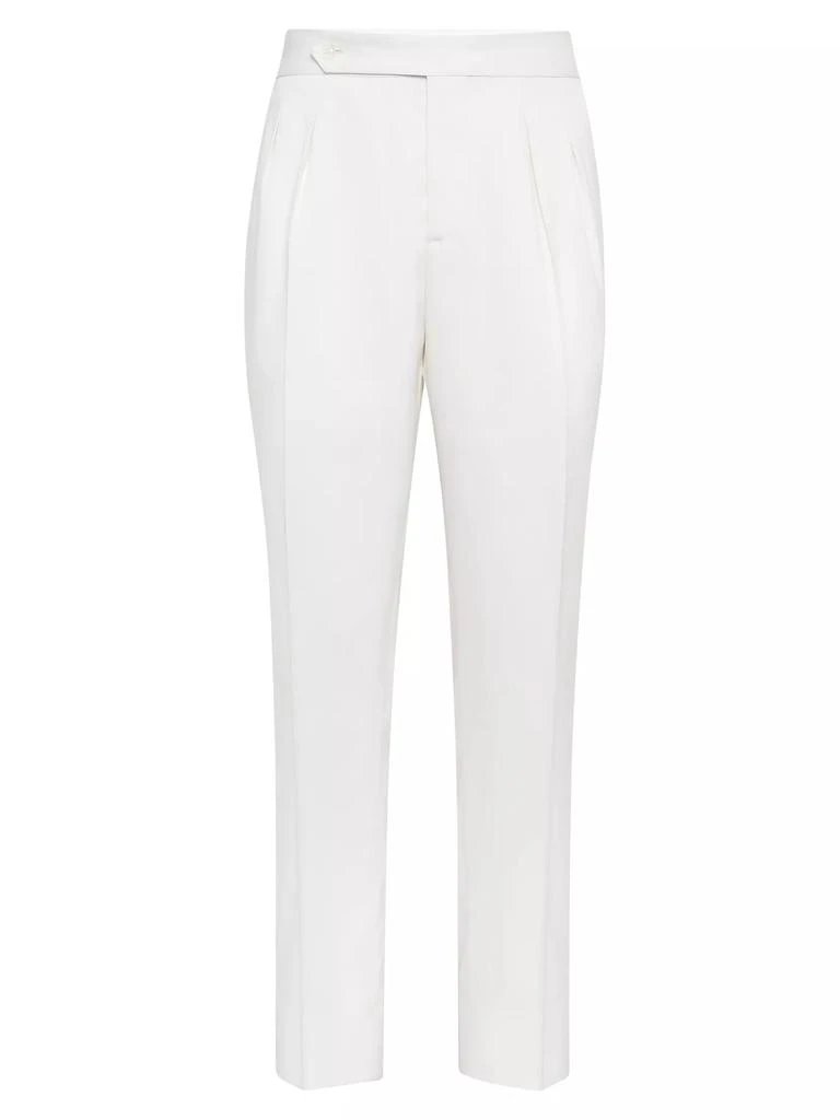 Brunello Cucinelli Délavé Silk Twill Tuxedo Trousers with Double Pleats 1