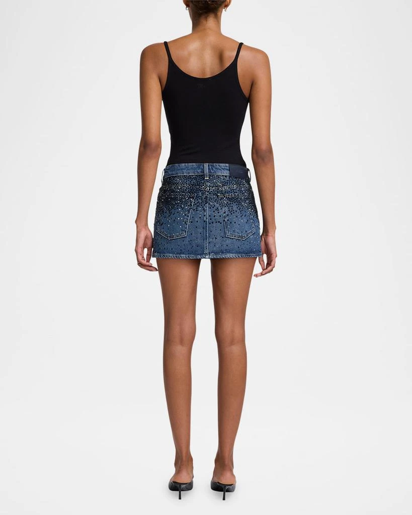 7 For All Mankind Elena Rhinestone Denim Mini Skirt 3