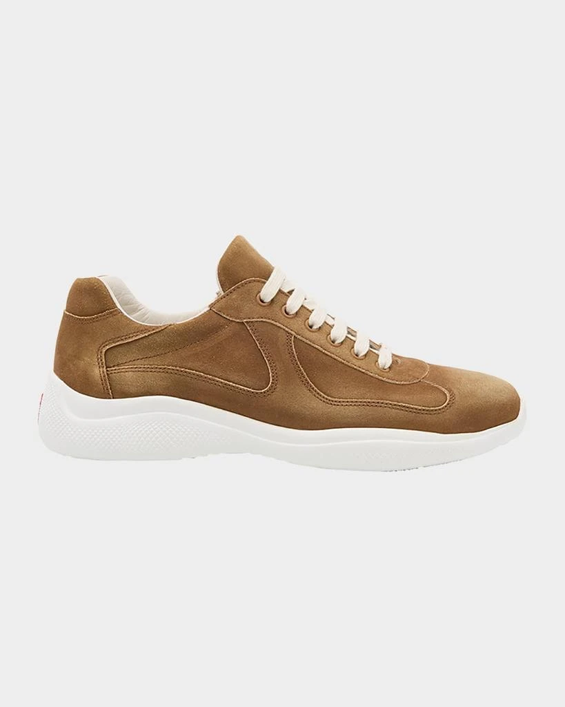 Prada Men's Americas Cup Suede Low-Top Sneakers 1
